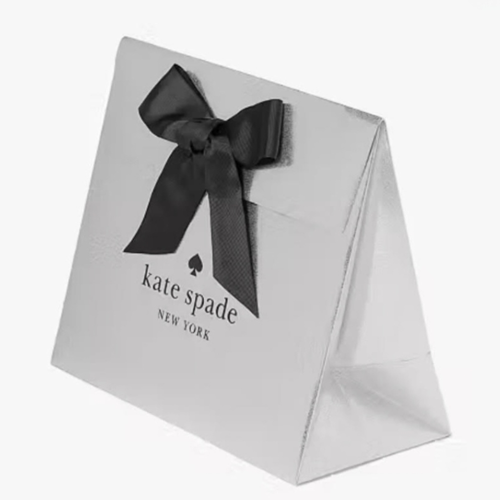 Kate Spade Silver Gift Bag with Black Bow